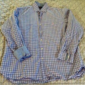 Polo by Ralph Lauren Blue and White Checked Button-Down Shirt